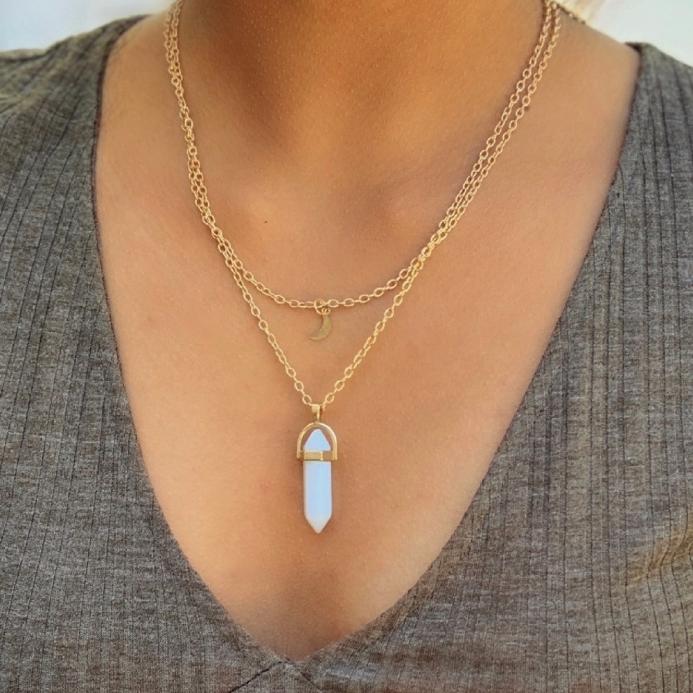 Blue faux stone necklace